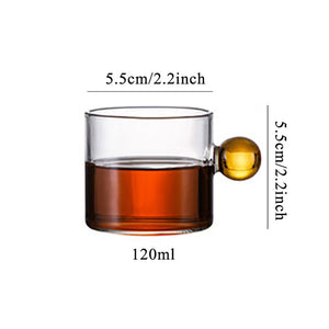 Nordic Style Coffee Cup with Glass Ball Handle Small Capacity Tea Water Cup Saucer Espresso Cup Steak Juice Bucket Table Decor