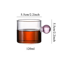 Load image into Gallery viewer, Nordic Style Coffee Cup with Glass Ball Handle Small Capacity Tea Water Cup Saucer Espresso Cup Steak Juice Bucket Table Decor
