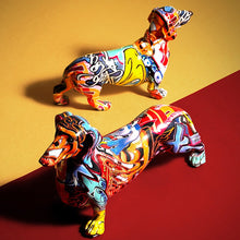 Load image into Gallery viewer, Creative Painted Colorful Dachshund Dog Decoration Home Modern Wine Cabinet Office Decor Desktop Resin Crafts Miniatures Statue
