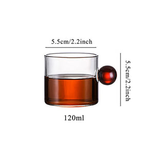 Nordic Style Coffee Cup with Glass Ball Handle Small Capacity Tea Water Cup Saucer Espresso Cup Steak Juice Bucket Table Decor