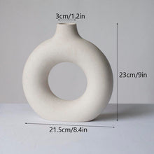 Load image into Gallery viewer, Vilead Circular Hollow Ceramic Vase Donuts Nordic Pampas Grass Home Decoration Accessories Office Living Room Interior Decor
