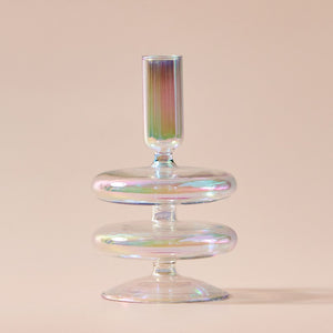 Iridescent Candle Holders Rainbow Nordic Vase Flower Home Decoration Nordic Table Decor Room Decor Glass Candle Stick Holder