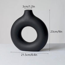 Load image into Gallery viewer, Vilead Circular Hollow Ceramic Vase Donuts Nordic Pampas Grass Home Decoration Accessories Office Living Room Interior Decor

