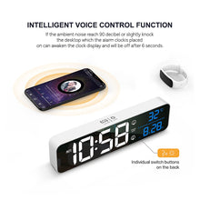 Load image into Gallery viewer, Music LED Digital Alarm Clock Temperature Date Display Desktop Mirror Clocks Home Table Decoration Voice Control 2400mAh Battery
