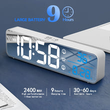 Load image into Gallery viewer, Music LED Digital Alarm Clock Temperature Date Display Desktop Mirror Clocks Home Table Decoration Voice Control 2400mAh Battery
